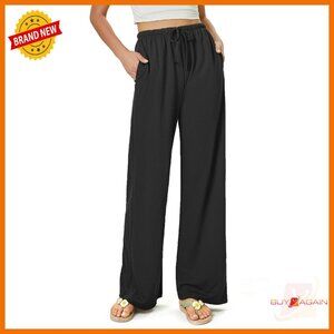 High Waisted Wide Leg Palazzo Pants Flow Rayon Nylon Beach Vacation